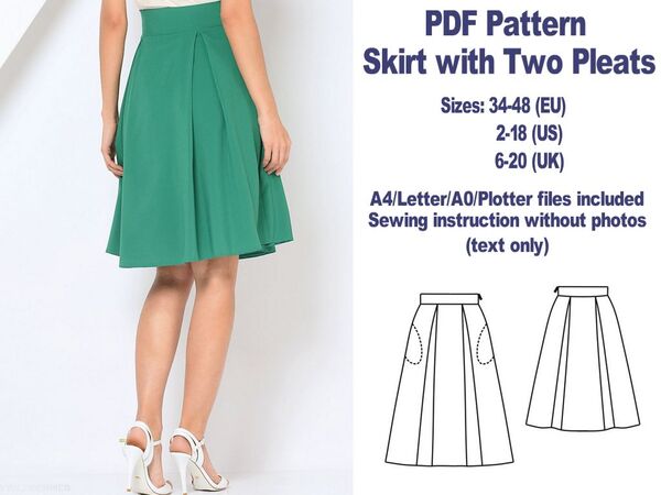 Knife Pleated Skirt Pattern Skirt Sewing Pattern Knife Pleated