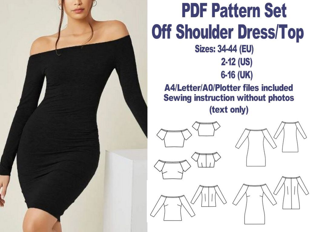 Off the Shoulder Dress Pattern PDF Off Shoulder Top Pattern Sewing Patterns
