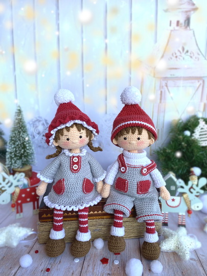 Häkelanleitung für Weihnachtspuppen, Eva und Noel, die Winter Schätzchen