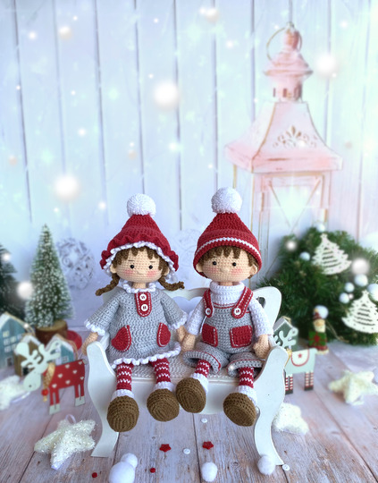 Häkelanleitung für Weihnachtspuppen, Eva und Noel, die Winter Schätzchen