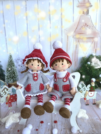 Häkelanleitung für Weihnachtspuppen, Eva und Noel, die Winter Schätzchen