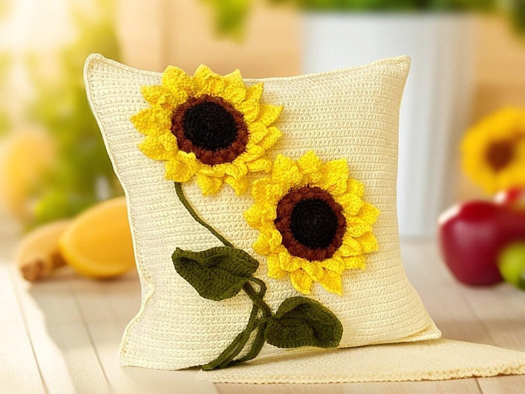Sunflowers Pillowcase 3D. Crochet NO SEW Pdf pattern - Image 6