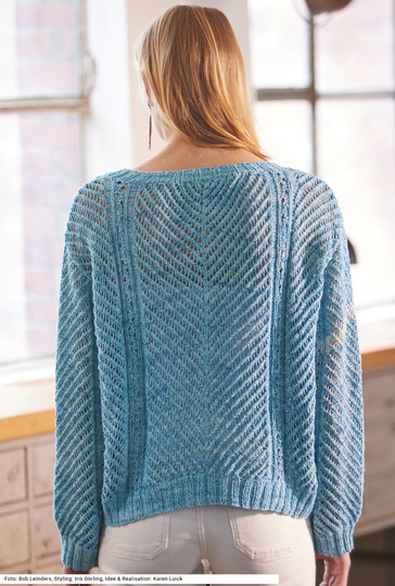 Oversize-Pulli mit Ajourmustern in Azurblau