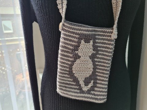 Häkelanleitung Tasche Cat-Love Mosaik Overlay