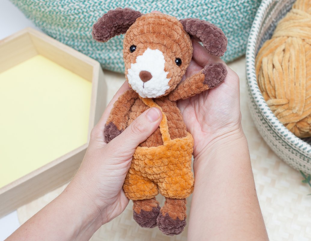 Crochet dog plush pattern, chubby puppy amigurumi pattern, plushie, PDF