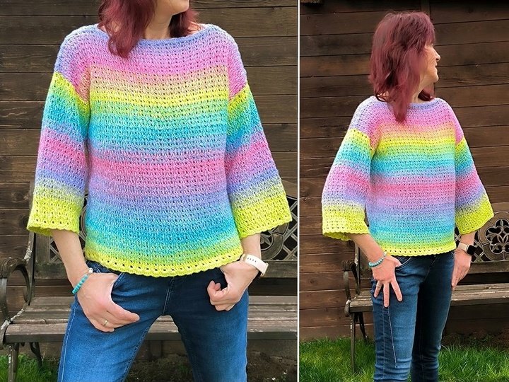 Häkelanleitung Pulli  Pullover "Frühlingsstimmung" Alle Größen