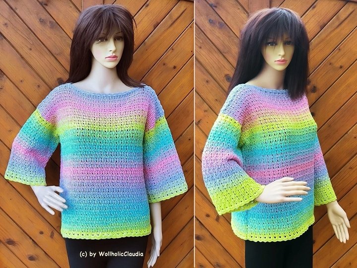 Häkelanleitung Pulli  Pullover "Frühlingsstimmung" Alle Größen