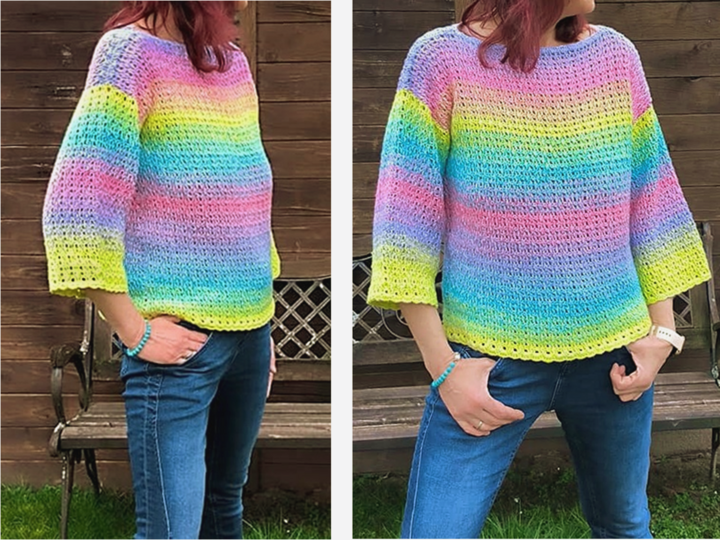 Häkelanleitung Pulli  Pullover "Frühlingsstimmung" Alle Größen