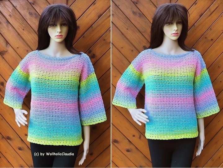Häkelanleitung Pulli  Pullover "Frühlingsstimmung" Alle Größen