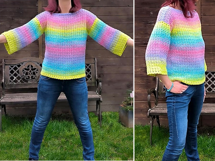 Häkelanleitung Pulli  Pullover "Frühlingsstimmung" Alle Größen