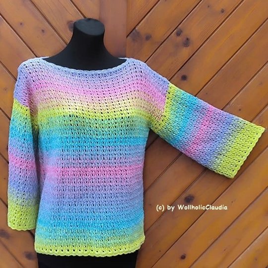 Häkelanleitung Pulli  Pullover "Frühlingsstimmung" Alle Größen
