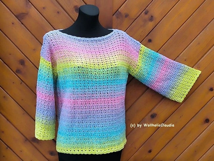 Häkelanleitung Pulli  Pullover "Frühlingsstimmung" Alle Größen