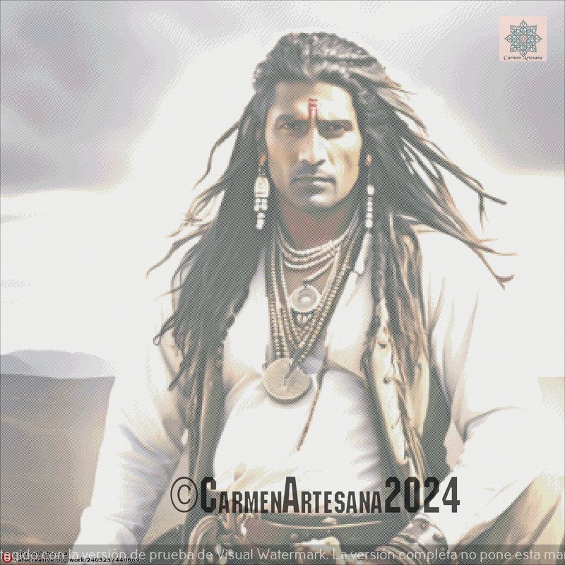 Apache, PDF cross stitch pattern, English/Español, DMC Threads