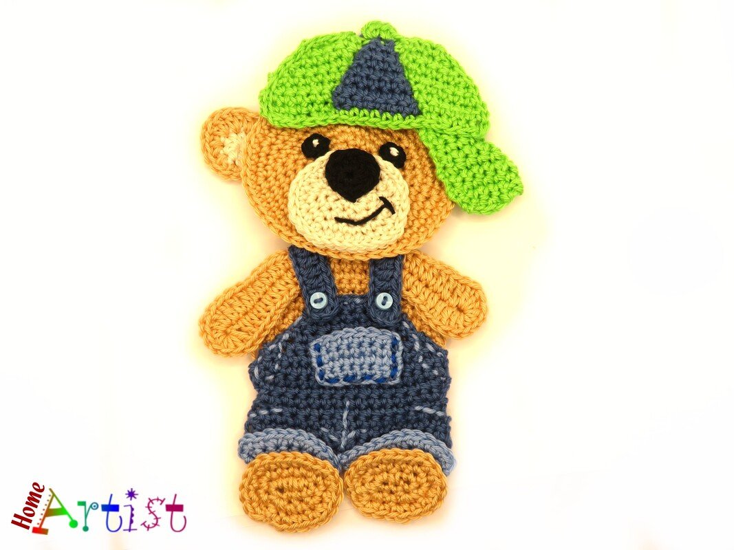 Bear boy crochet pattern applique