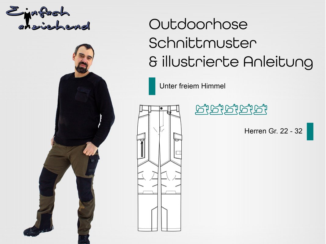 Schnittmuster Outdoorhose Unter freiem Himmel Gr. 22 - 32 Herren
