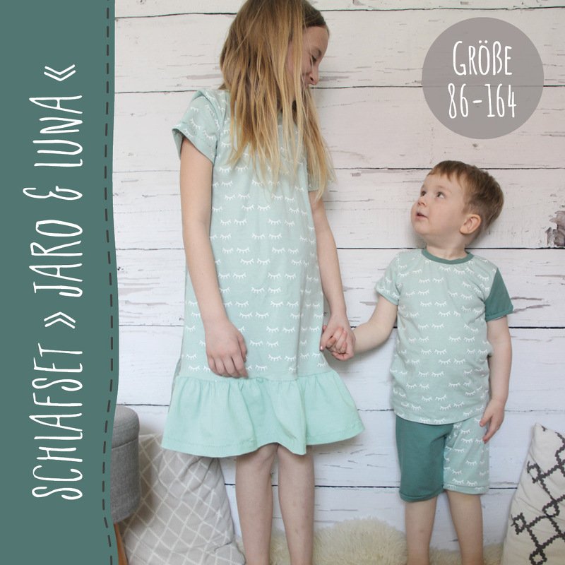 Schlafanzug + Nachthemd "JARO&amp;LUNA" (86-164) - Schnittmuster und Anleitung