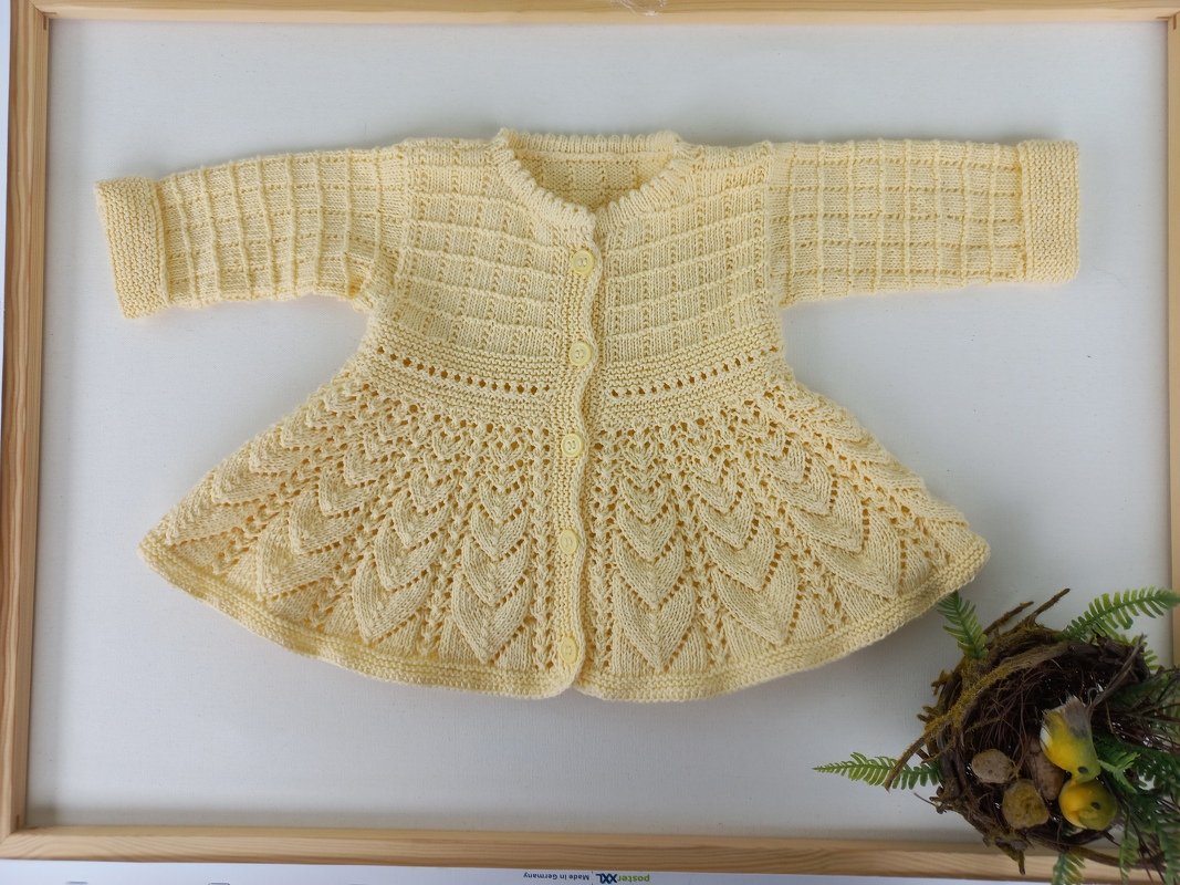 Strickanleitung Babyjacke  Gr. 68-74, 7-10M, mit Volant, detailgenaue PDF - Bild 6