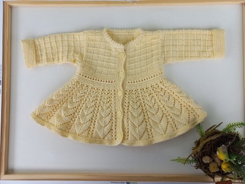 Strickanleitung Babyjacke  Gr. 68-74, 7-10M, mit Volant, detailgenaue PDF