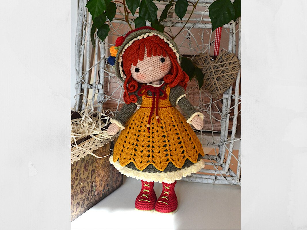 Crochet Amigurumi doll pattern, crochet toy, Agneshka doll