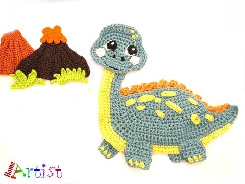 Dinosaur baby crochet applique