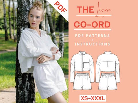 Leinen Bluse & Sommerhose Schnittmuster PDF Set | Co-Ord XS-XXXL