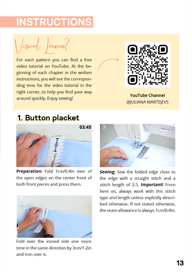 Linen sewing patterns set Shirt & Shorts | Ladies XS-XXXL Co-ord