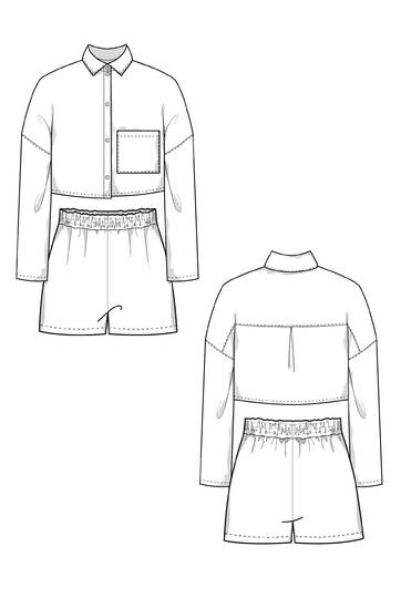 Linen sewing patterns set Shirt & Shorts | Ladies XS-XXXL Co-ord