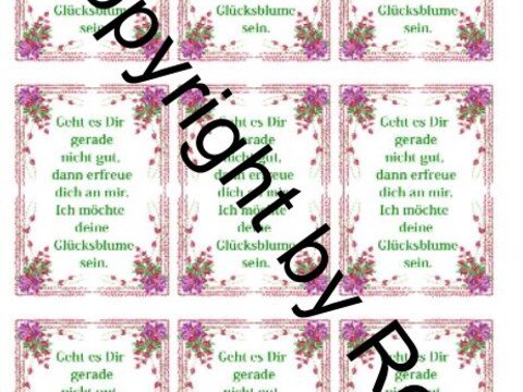 Glücksblümchen - Glückswürmchen - Sprüche - Kärtchen - Karte
