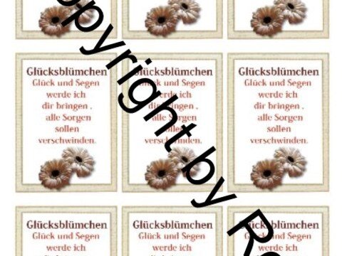 Glücksblümchen - Glückswürmchen - Sprüche - Kärtchen - Karte