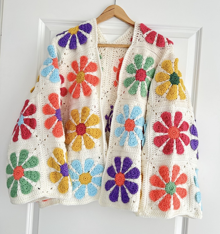 Crochet retro granny square cardigan | Daisy granny square - Image 5