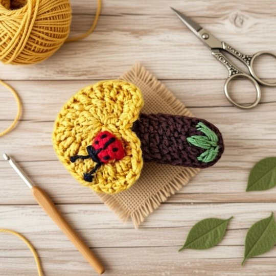 crochet heart hair clip pattern