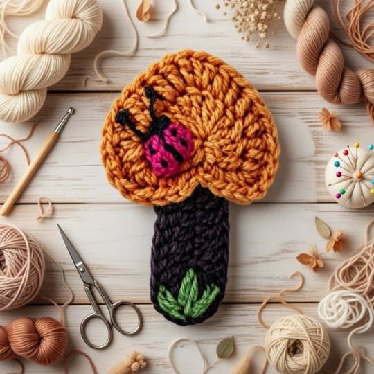 crochet heart hair clip pattern