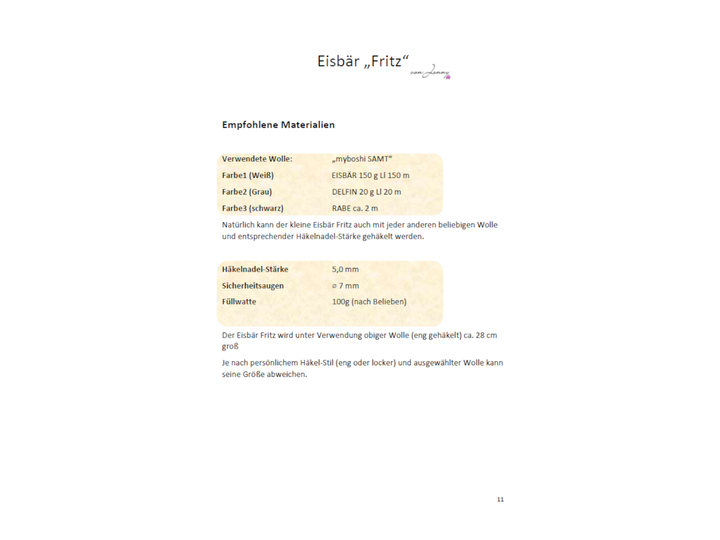 Eisbär Fritz - Häkelanleitung als PDF zum Download