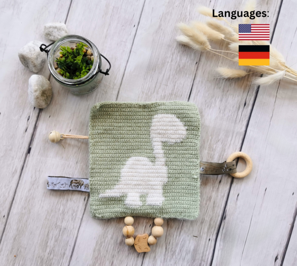 crochet pattern PDF crackle cloth dino kids gift baby blanket