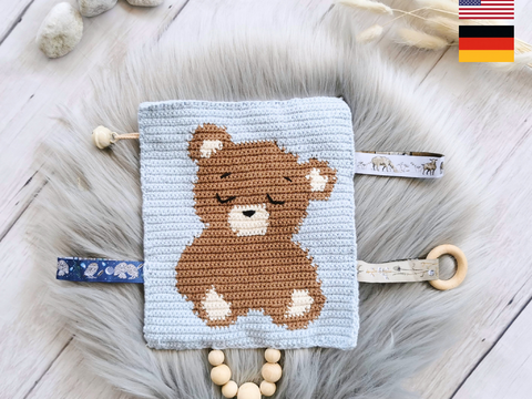 häkelanleitung PDF knistertuch bär häkeln kinderzimmer anleitung baby