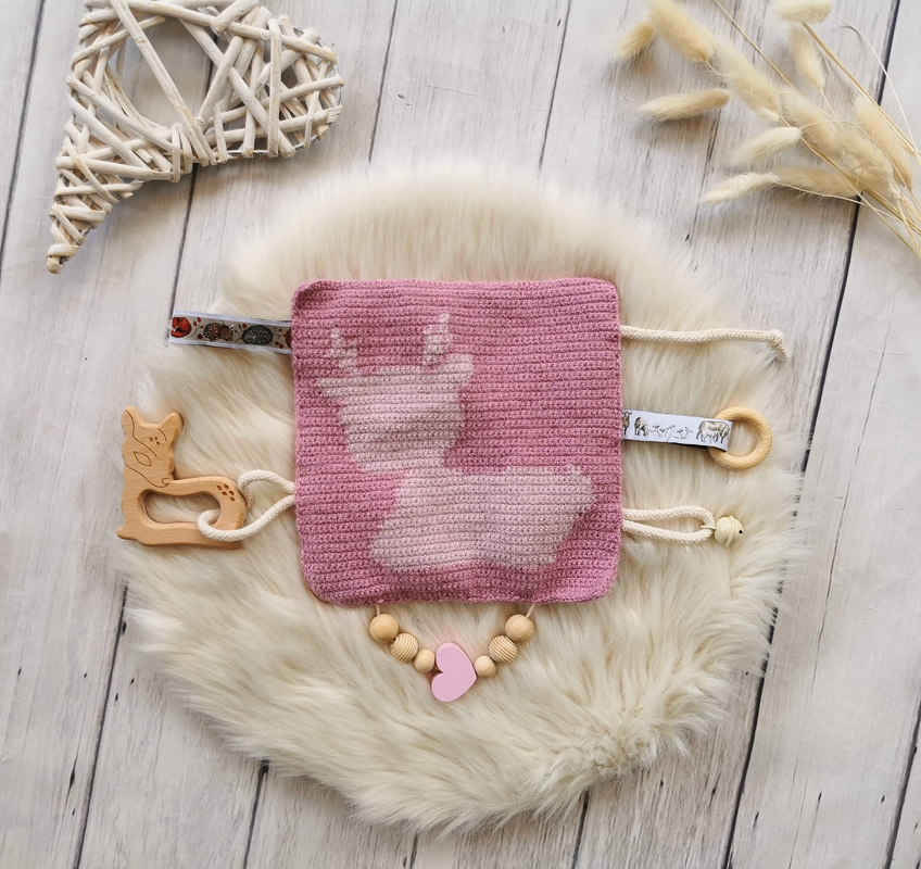 häkelmuster PDF knistertuch hirsch reh einfaches muster baby decke - Bild 2