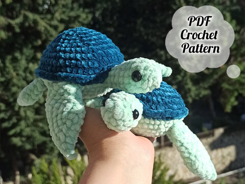 Baby turtle crochet pattern. Cute crochet turtle pattern. Amigurumi turtle