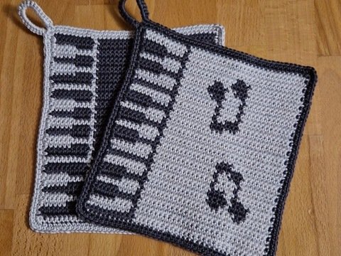 Häkelanleitung Topflappen Klavienoten