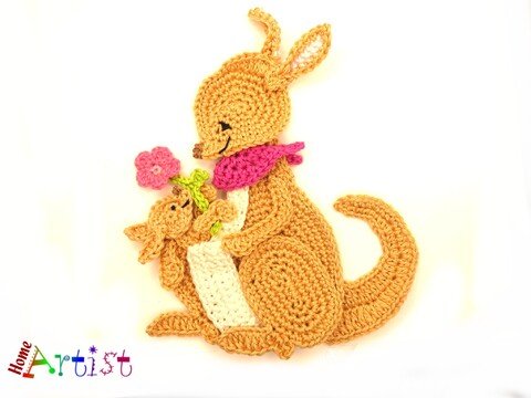 Kangaroo crochet applique