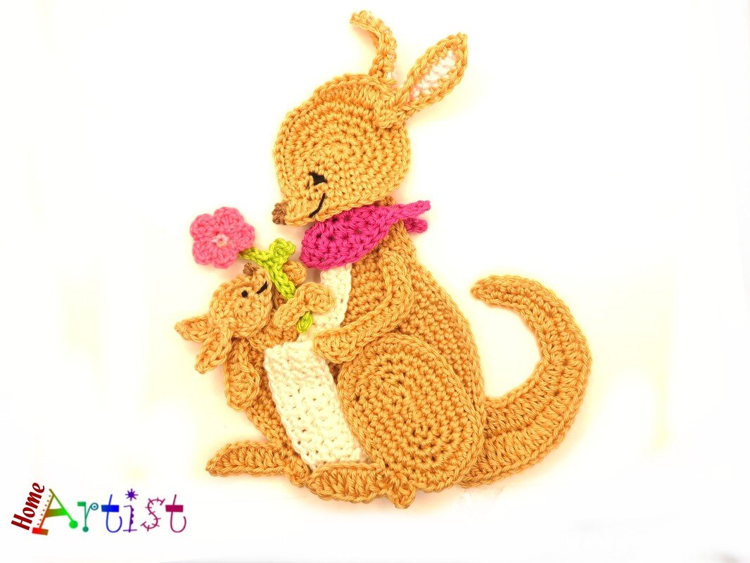 Kangaroo crochet applique - Image 2