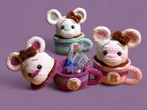 Häkelanleitung / Amigurumi / Kaffeetasse ~ Bär