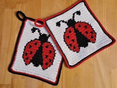 Häkelanleitung Topflappen Marienkäfer