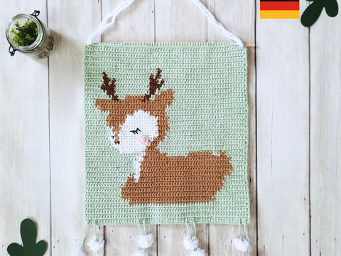 Crochet instruction PDF deer wall picture decor crochet children's room