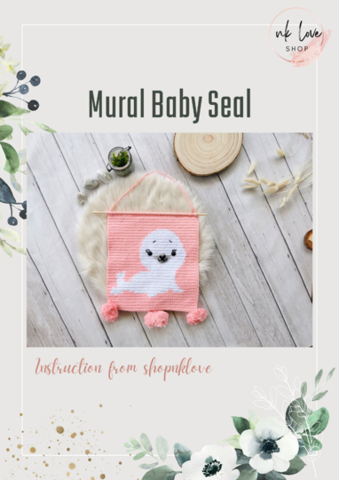 häkelanleitung PDF baby robbe wand bild dekor häkeln kinderzimmer anleitung