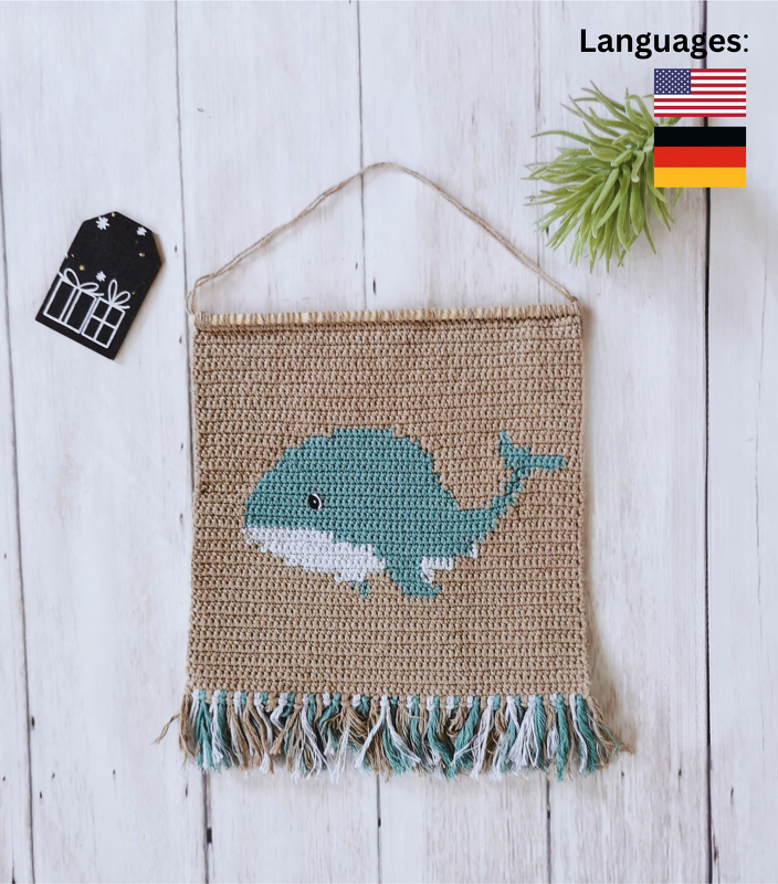 häkelanleitung PDF wal wand bild wandbehang häkeln kinderzimmer anleitung