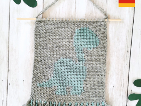 häkelanleitung PDF dino dinosaurier wandbehang dekor häkeln kinder