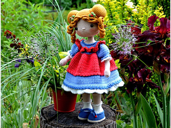 Amigurumi Puppenmuster häkeln, Spielzeug häkeln, Mädchen Eliza Puppe häkeln