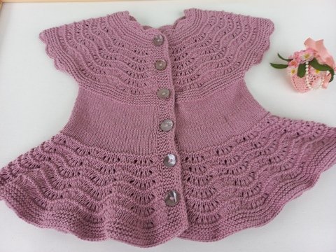 Strickanleitung Mädchenweste/Tunika, Gr. 92-98, 2-3J, ärmellos mit Volant