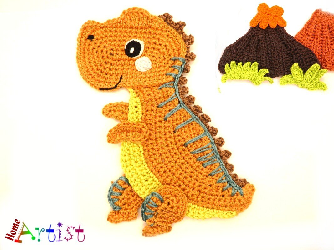 Baby Trex crochet  applique
