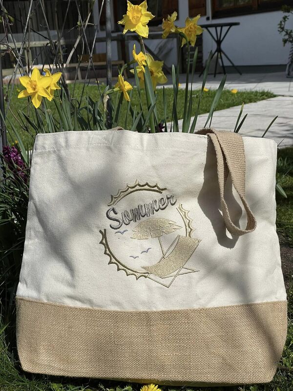 Stickdatei - Sommer Button - Sommer - Strand - Liegestuhl - 3 Größen